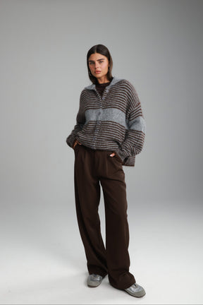 סוודר טוני אפור/חום