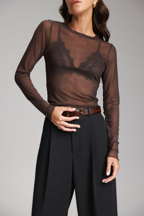 חולצת קרול חום כהה