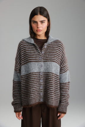 סוודר טוני אפור/חום