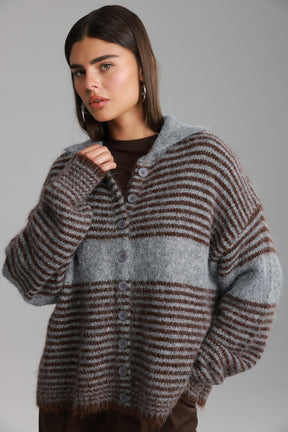 סוודר טוני אפור/חום