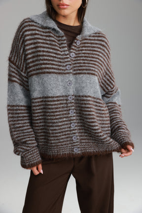 סוודר טוני אפור/חום