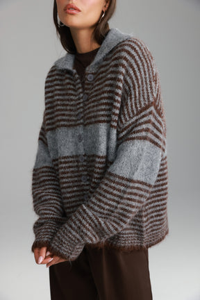 סוודר טוני אפור/חום