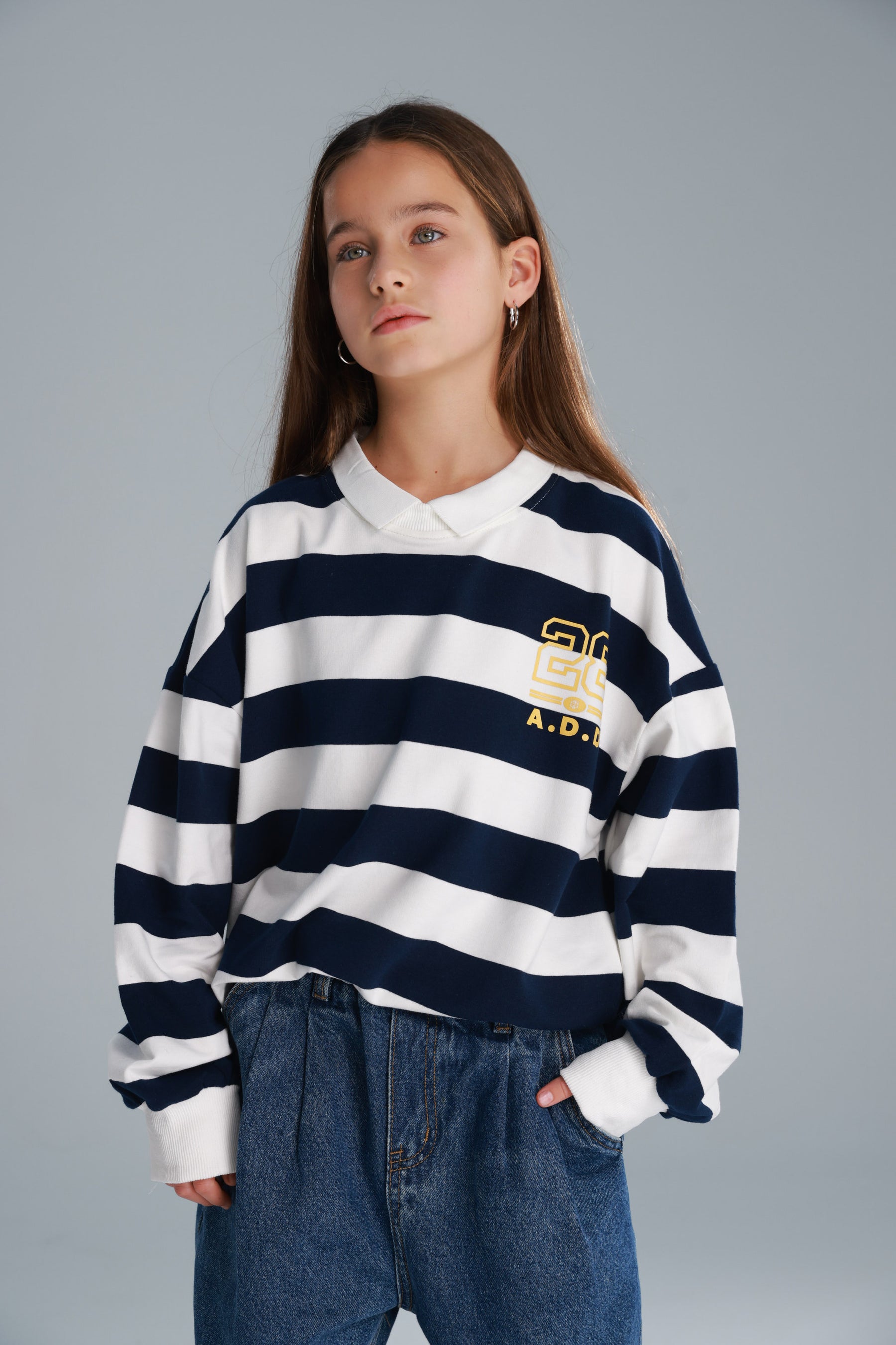 חולצת יוסטון פסים נייבי/לבן