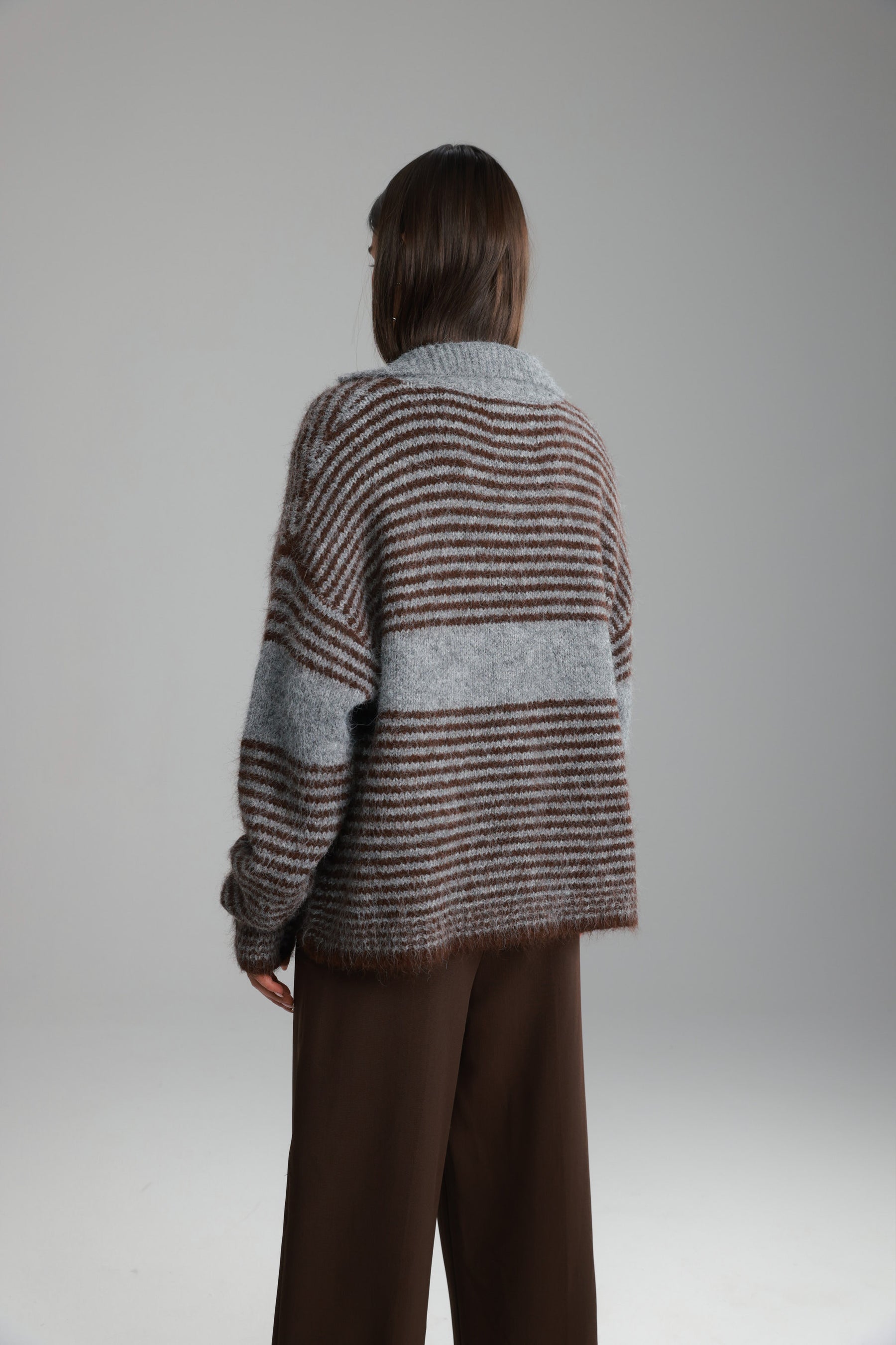 סוודר טוני אפור/חום