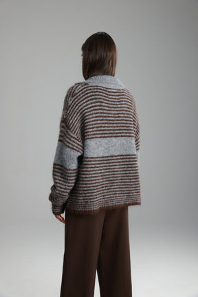 סוודר טוני אפור/חום