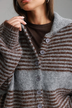 סוודר טוני אפור/חום