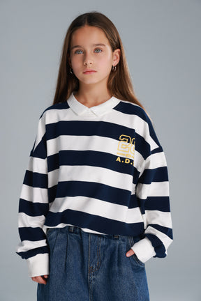 חולצת יוסטון פסים נייבי/לבן