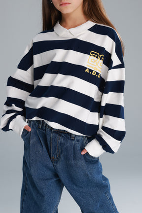 חולצת יוסטון פסים נייבי/לבן