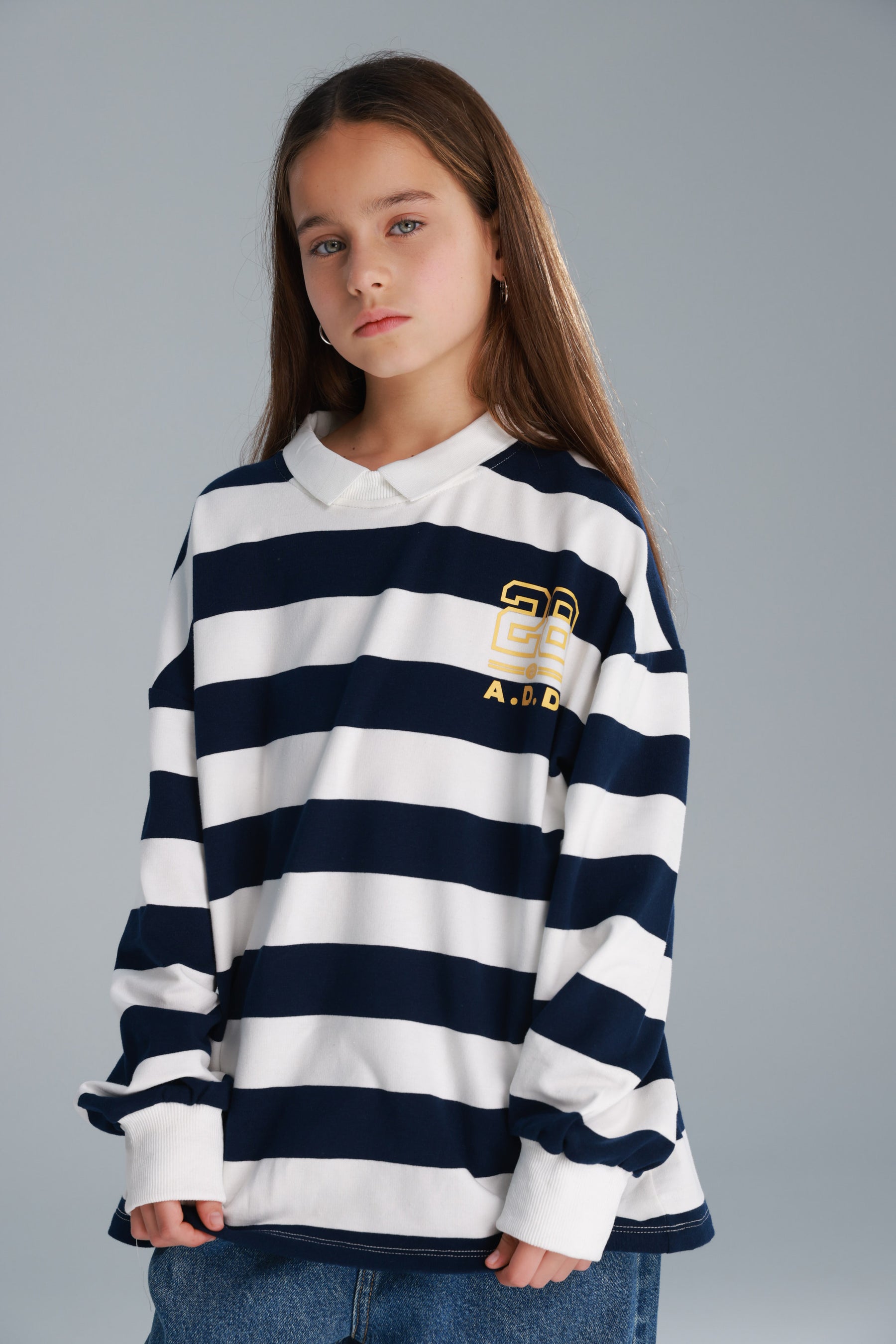 חולצת יוסטון פסים נייבי/לבן