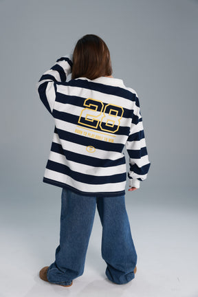 חולצת יוסטון פסים נייבי/לבן