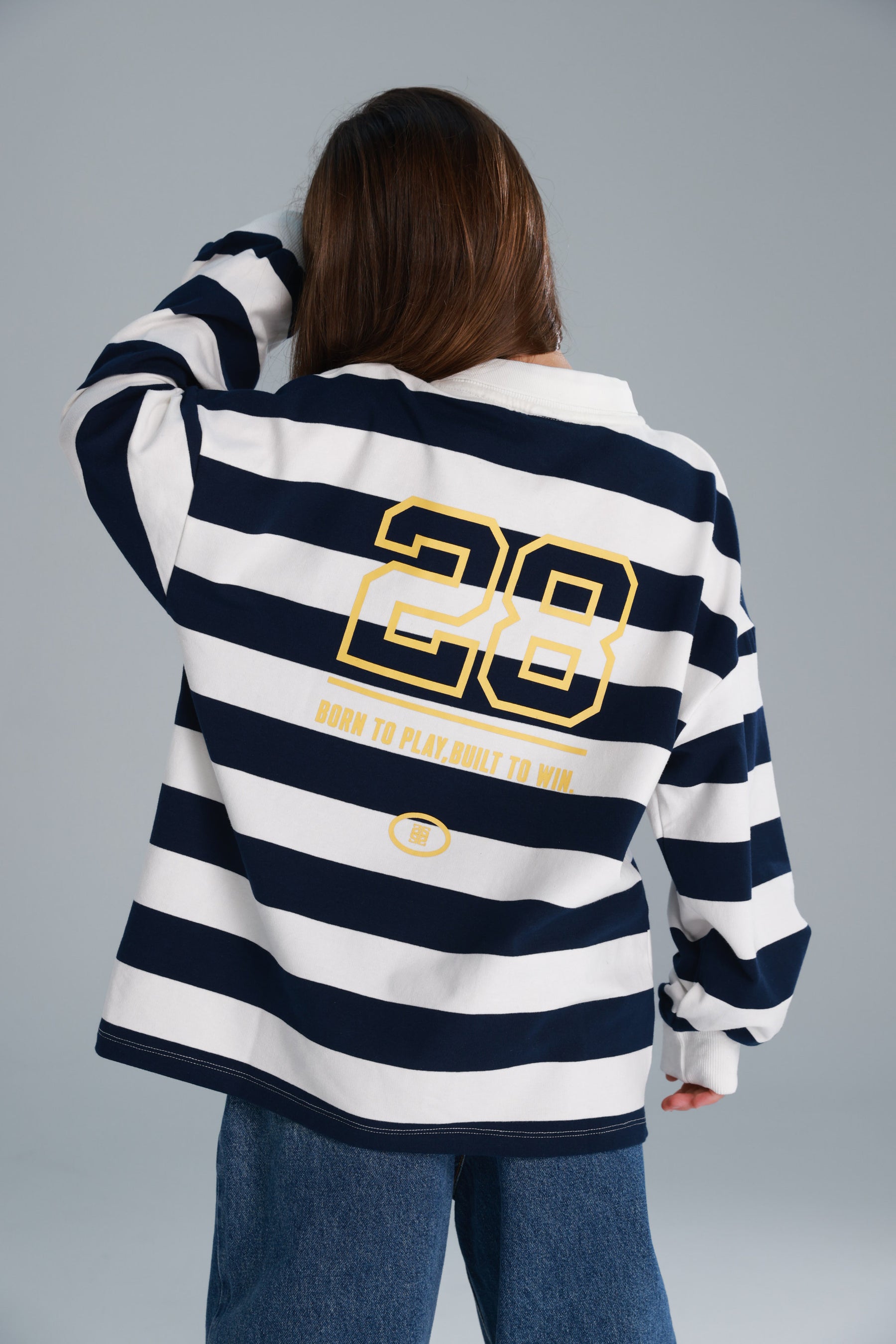 חולצת יוסטון פסים נייבי/לבן