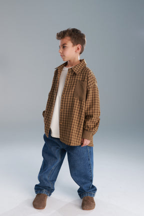 חולצת מרטין מכופתרת חומה