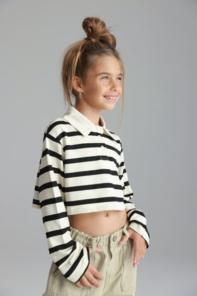 חולצת אריאה פסים שחור/שמנת