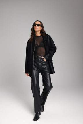 מכנסי דמוי עור דיקן שחורים