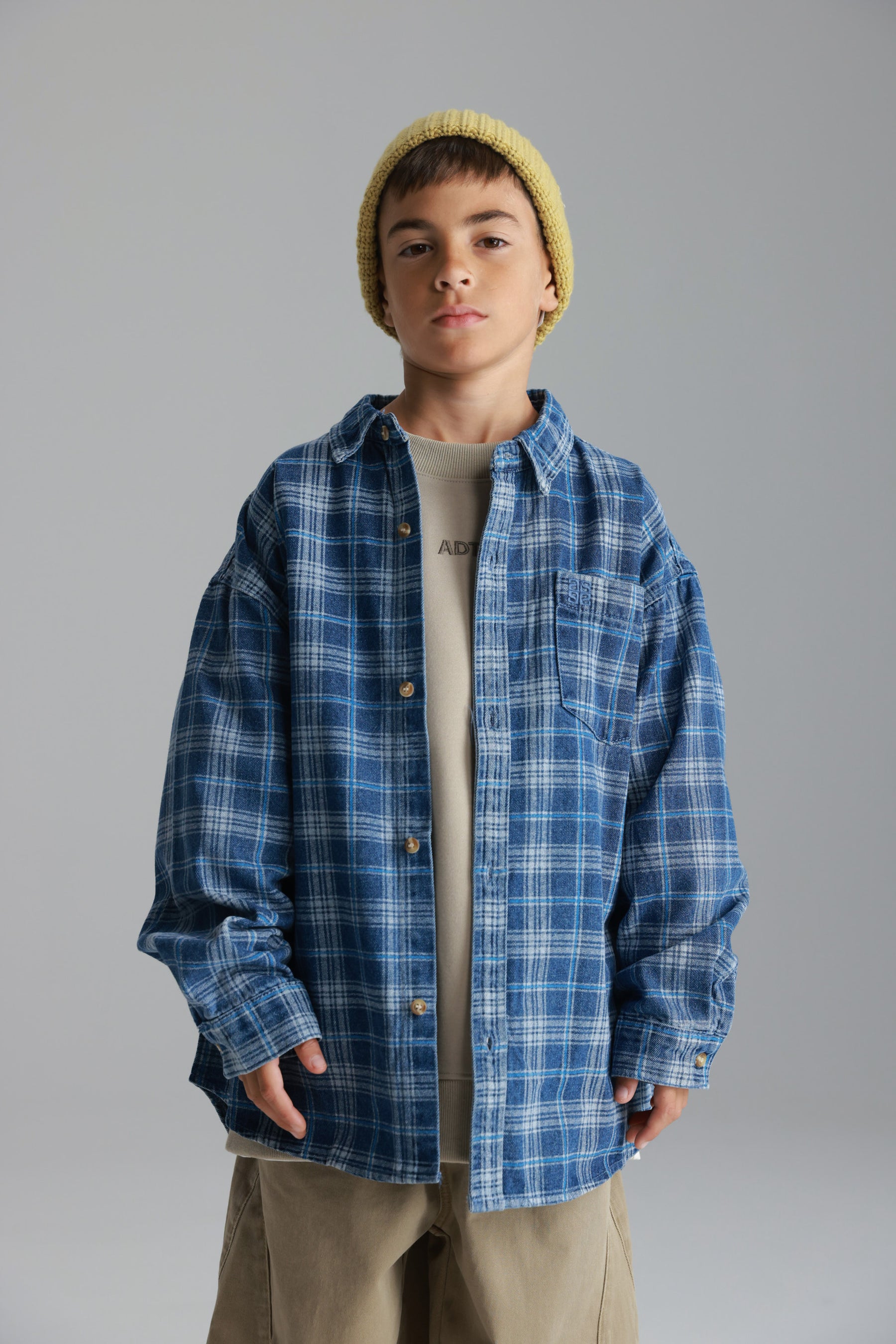 חולצת קלוד מכופתרת ג'ינס כחול כהה