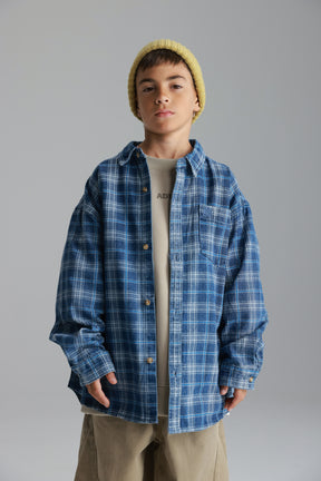 חולצת קלוד מכופתרת ג'ינס כחול כהה