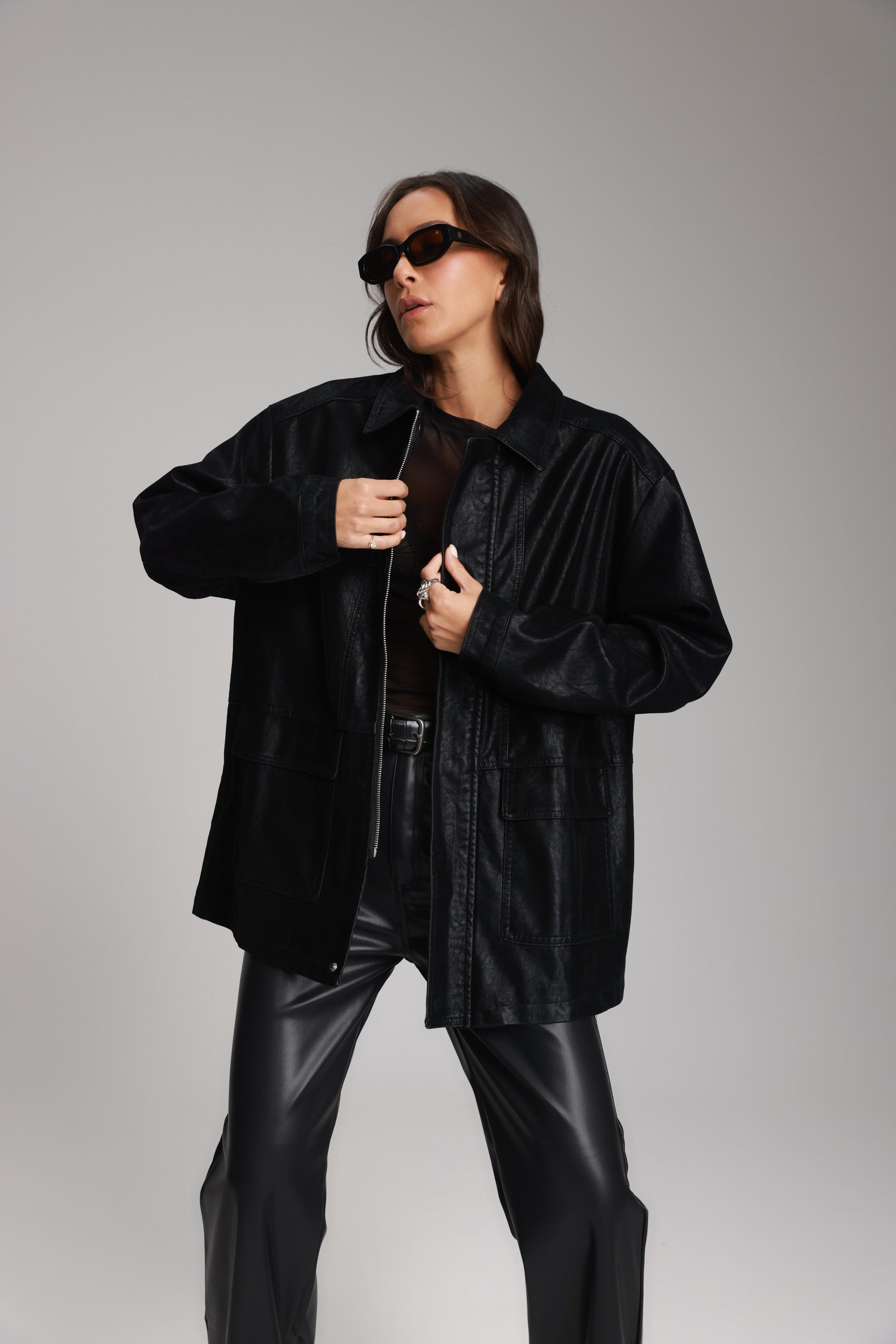 מעיל ג'ני שחור