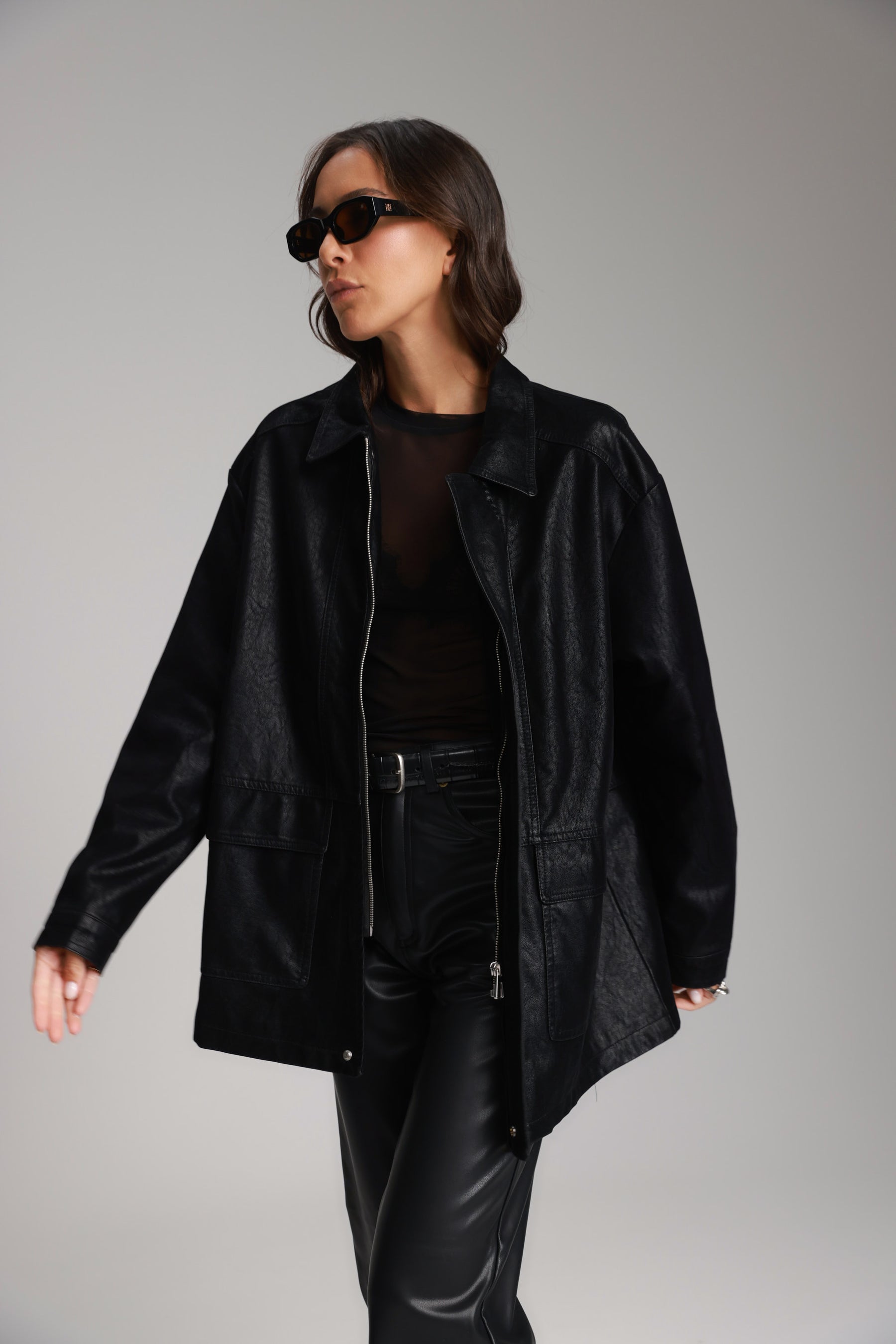 מעיל ג'ני שחור