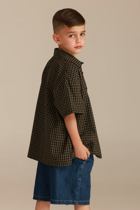 חולצת אודל מכופתרת חומה