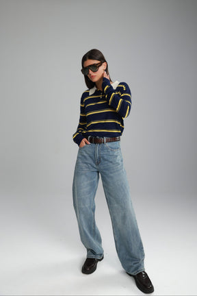 חולצת סריג מונטנה נייבי/צהוב