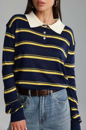 חולצת סריג מונטנה נייבי/צהוב