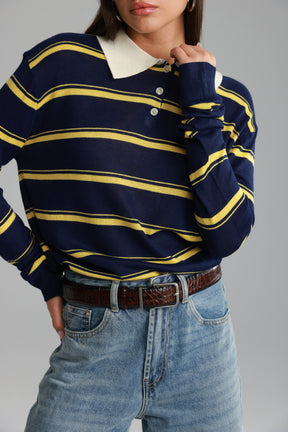 חולצת סריג מונטנה נייבי/צהוב