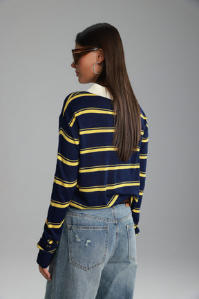 חולצת סריג מונטנה נייבי/צהוב