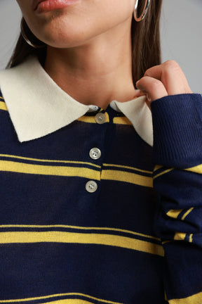 חולצת סריג מונטנה נייבי/צהוב