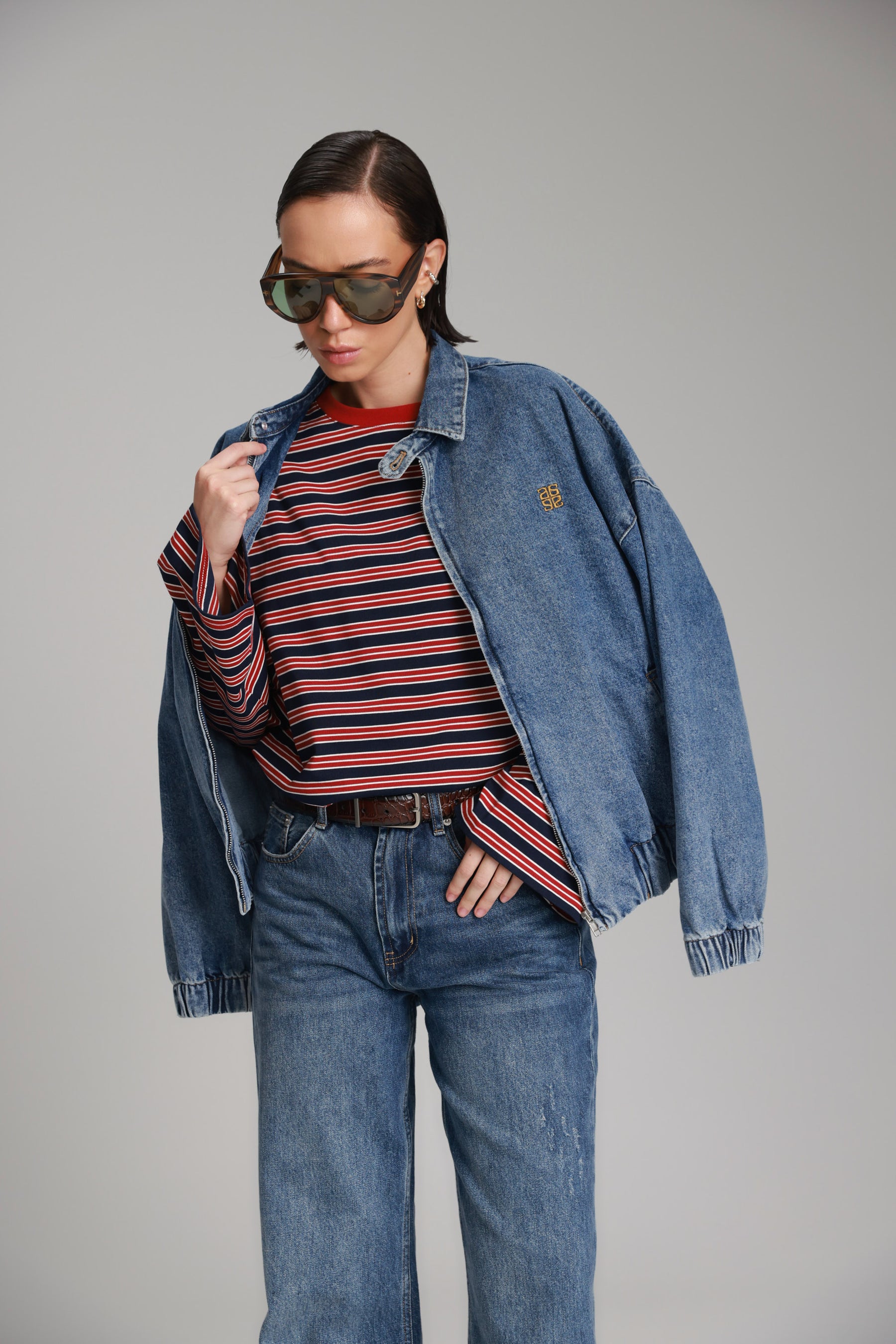 חולצת מורינה פסים נייבי/בורדו