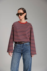 חולצת מורינה פסים נייבי/בורדו