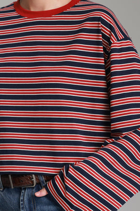 חולצת מורינה פסים נייבי/בורדו