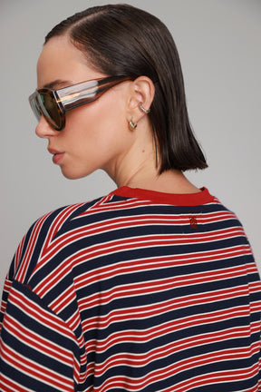 חולצת מורינה פסים נייבי/בורדו