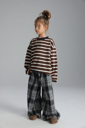 חולצת פול פסים חום/לבן