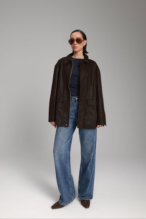 מעיל ג'ני חום כהה