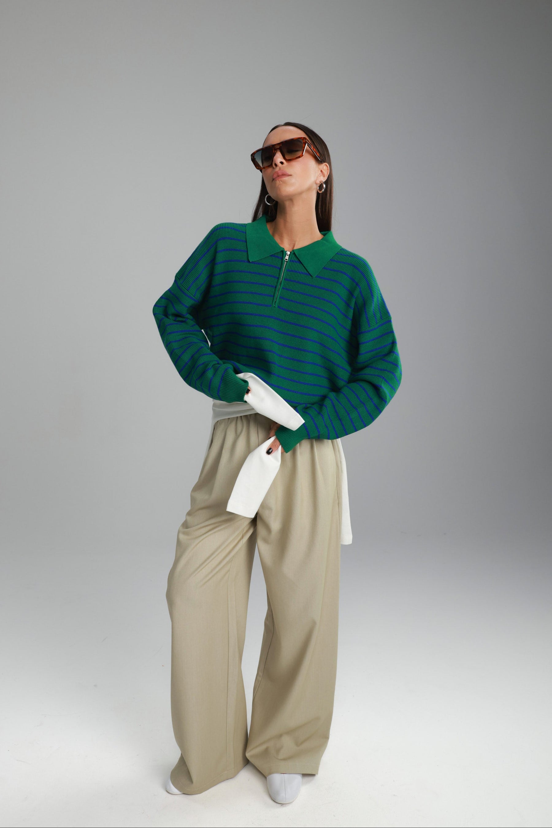 סריג קנדי פסים ירוק/כחול