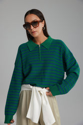 סריג קנדי פסים ירוק/כחול