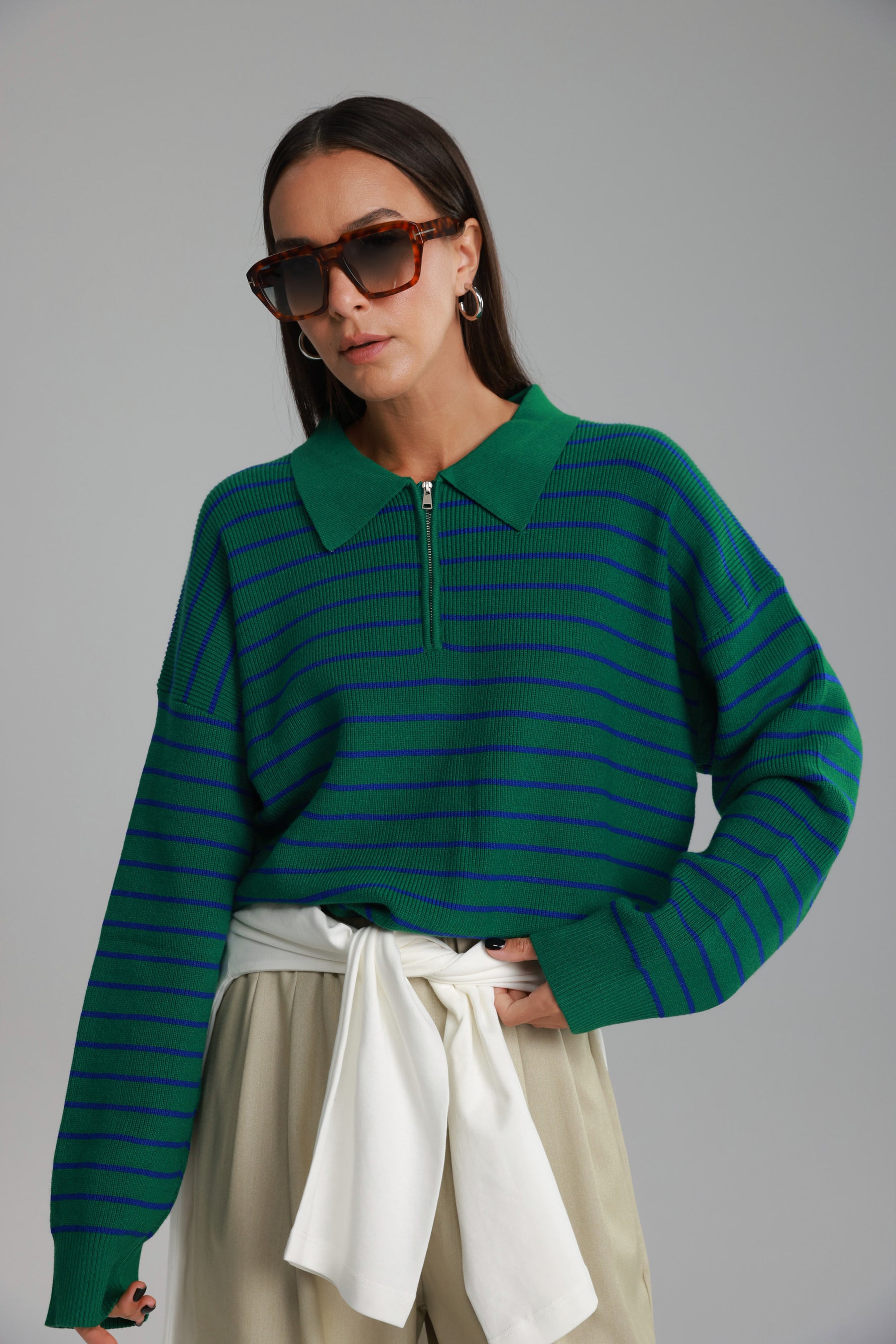 סריג קנדי פסים ירוק/כחול