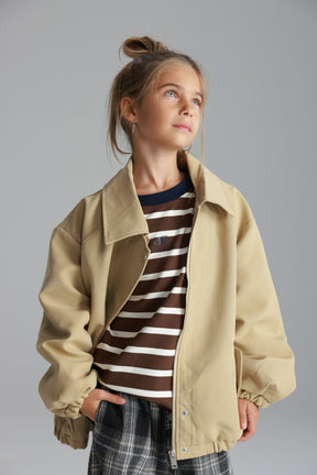 חולצת פול פסים חום/לבן