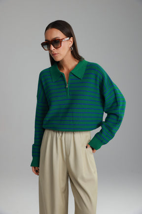 סריג קנדי פסים ירוק/כחול