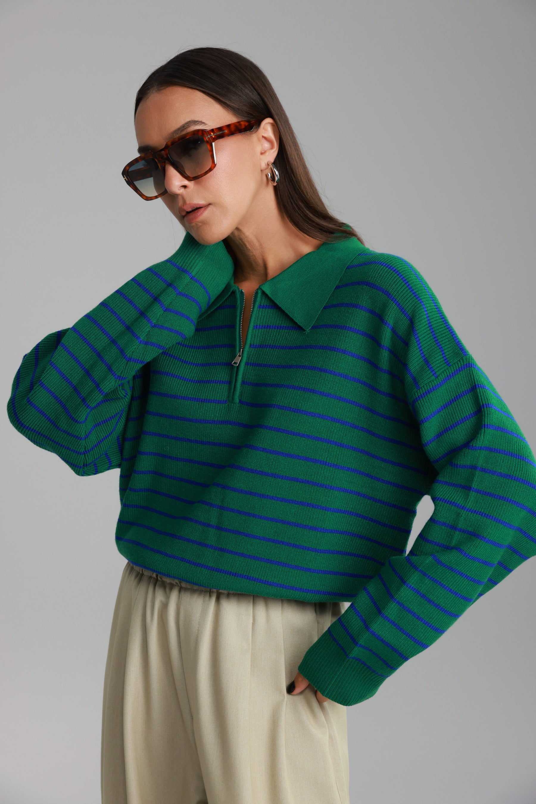 סריג קנדי פסים ירוק/כחול