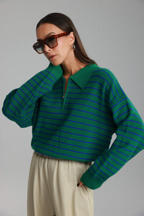 סריג קנדי פסים ירוק/כחול