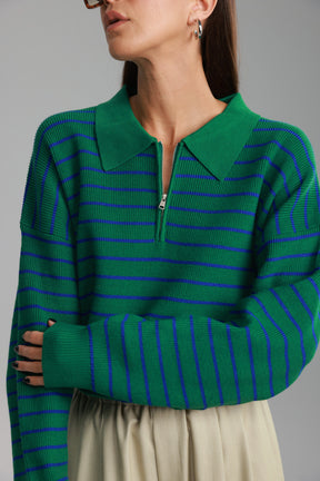 סריג קנדי פסים ירוק/כחול