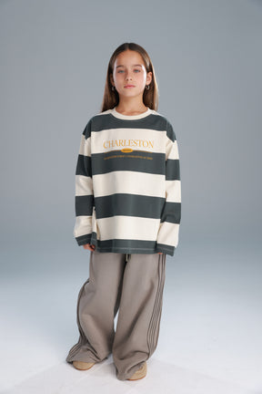 חולצת ויולה ירוק/שמנת