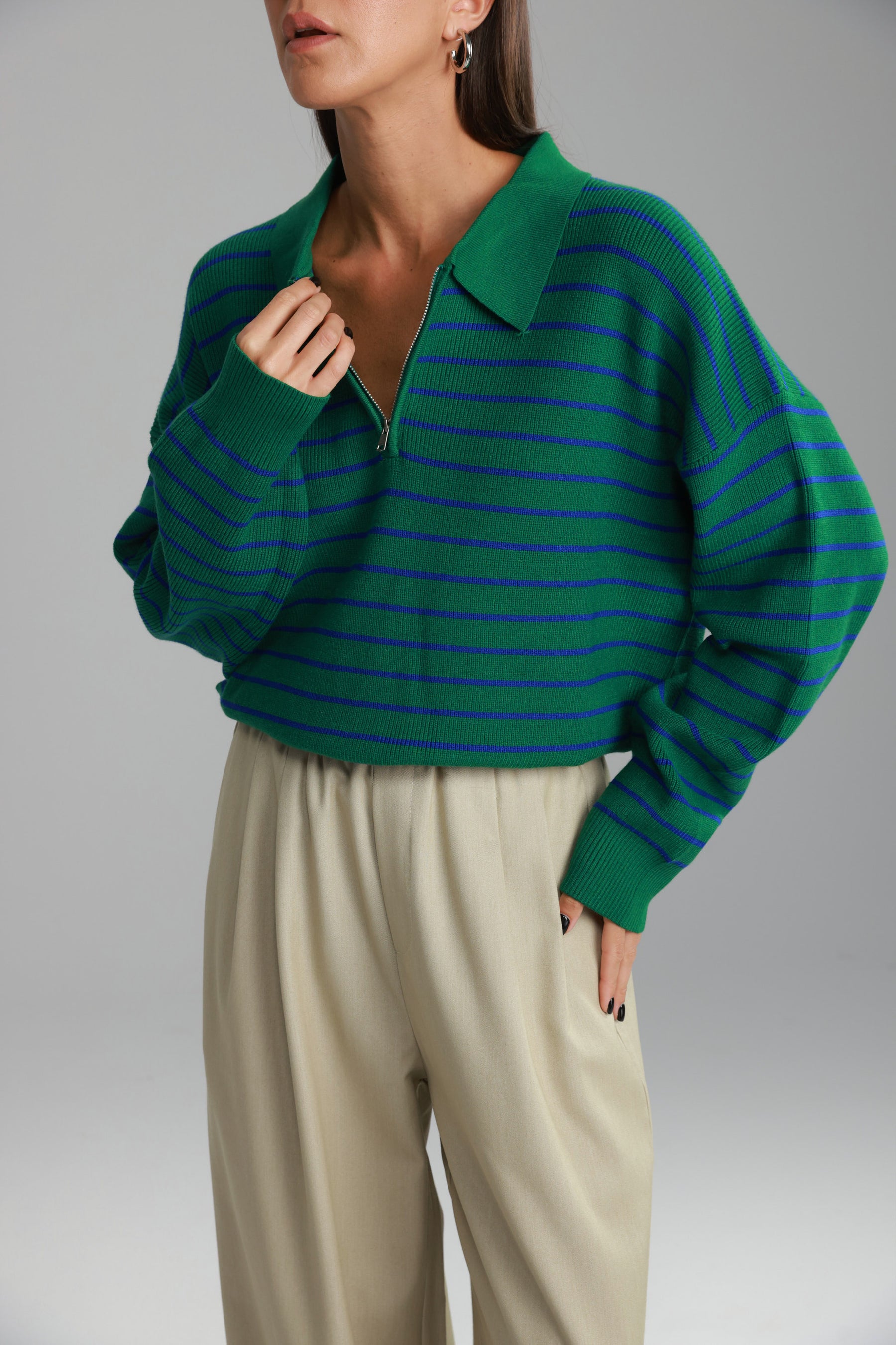 סריג קנדי פסים ירוק/כחול