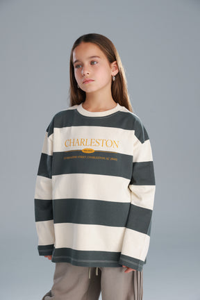 חולצת ויולה ירוק/שמנת