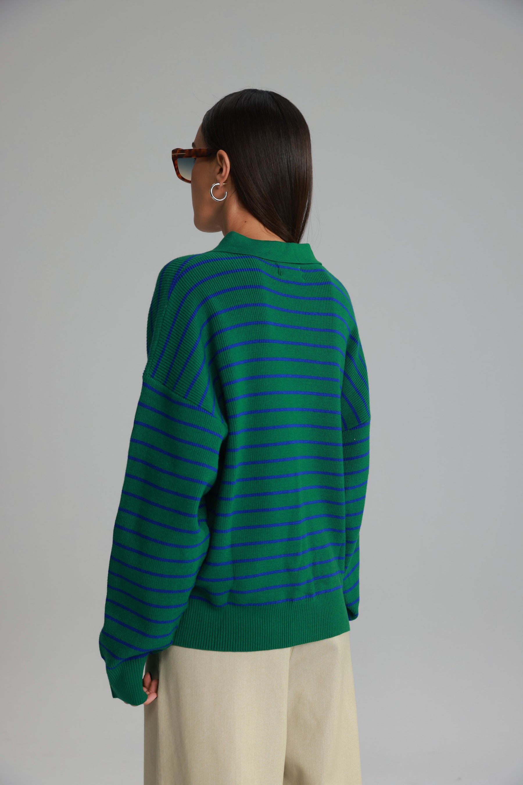 סריג קנדי פסים ירוק/כחול