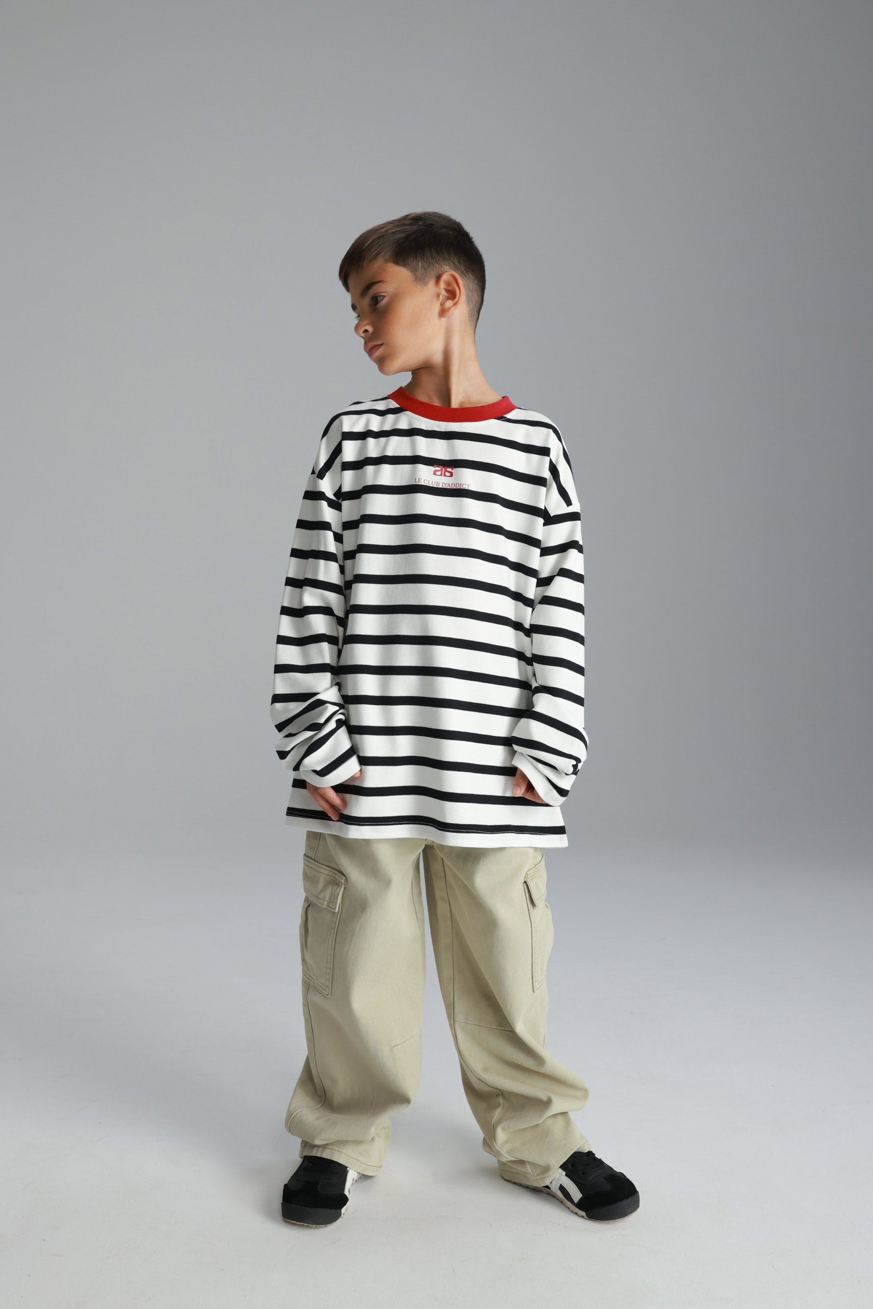 חולצת פול פסים לבן/שחור