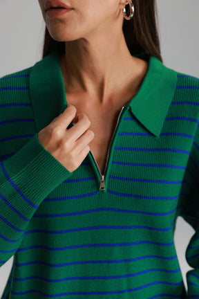 סריג קנדי פסים ירוק/כחול