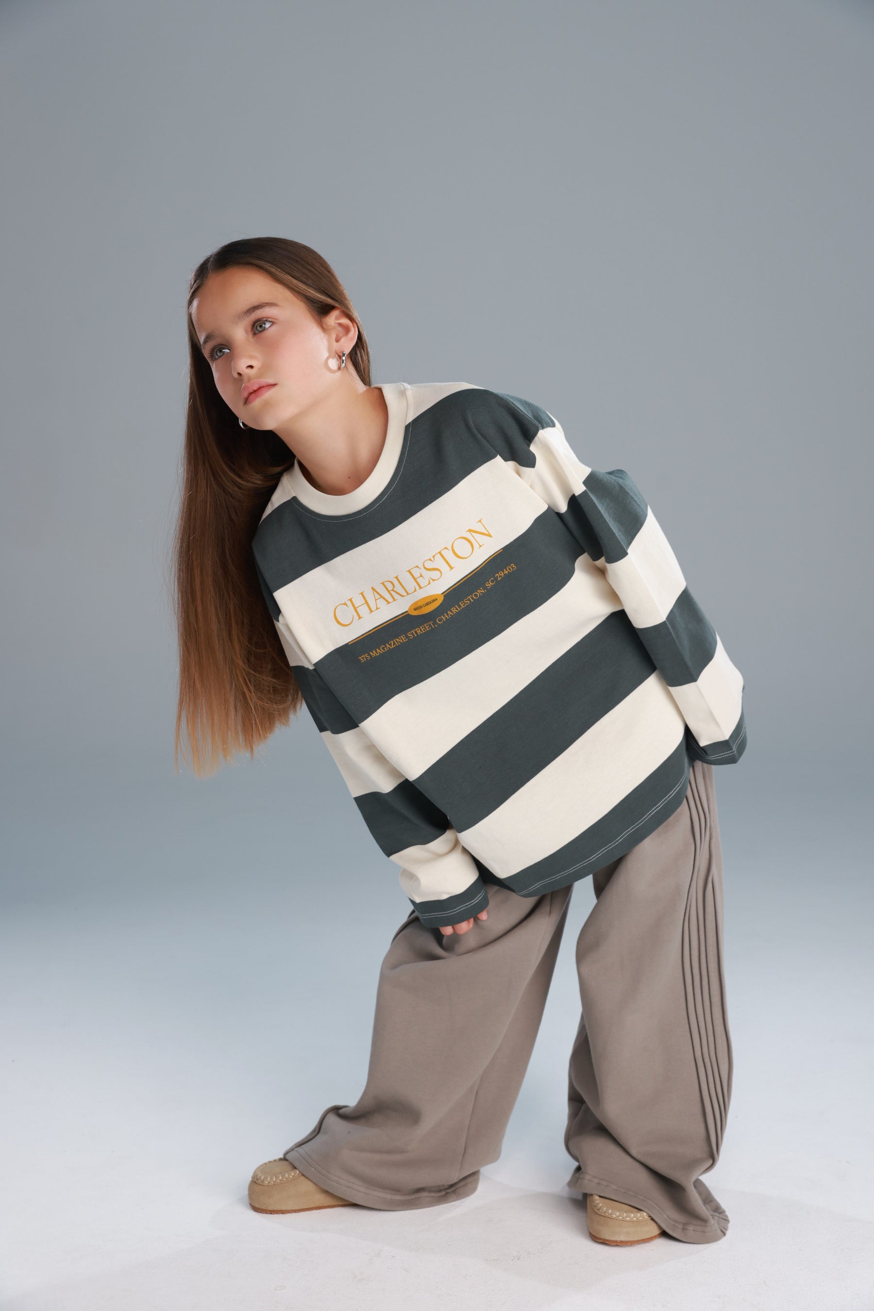 חולצת ויולה ירוק/שמנת