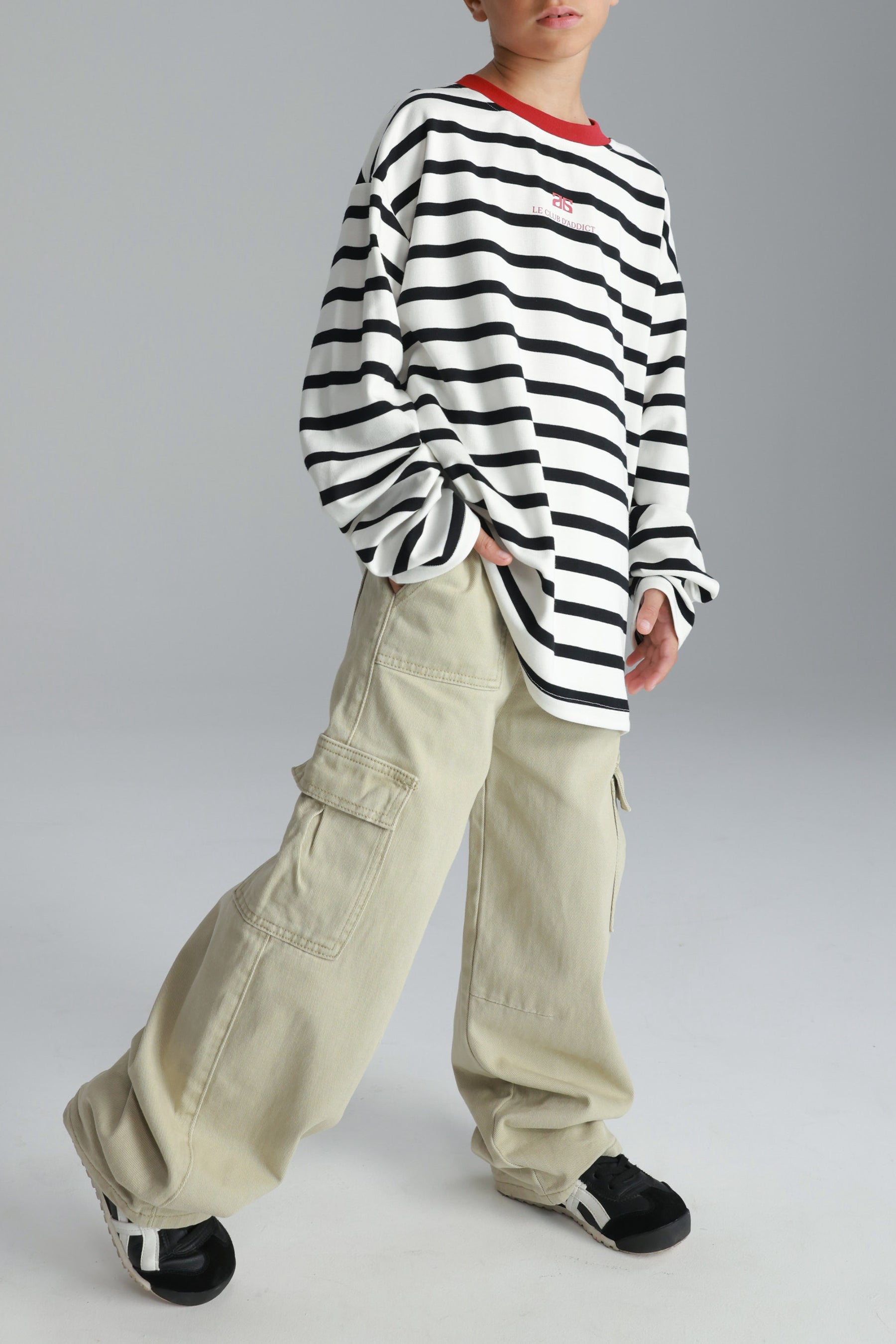 חולצת פול פסים לבן/שחור